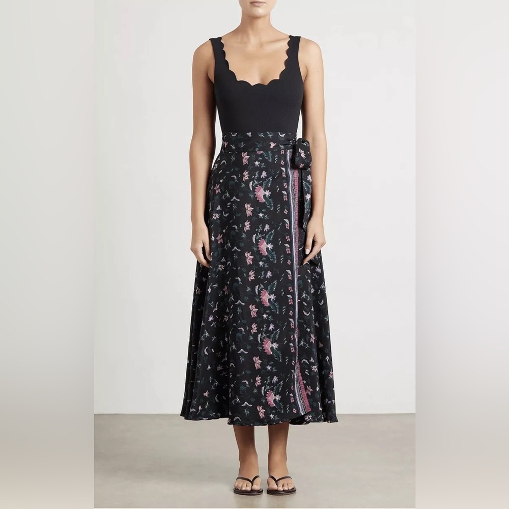 Natalie Martin Lulu Skirt Lotus Print Nero NWT